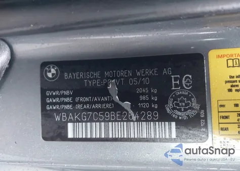 2011 BMW 335I from USA, damaged, VIN WBAKG7C59BE264289